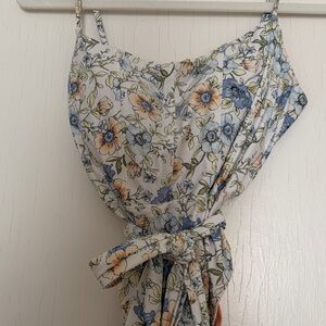 JCREW Floral One-Piece Bodysuit in Cream with Blue & Peach Flowers